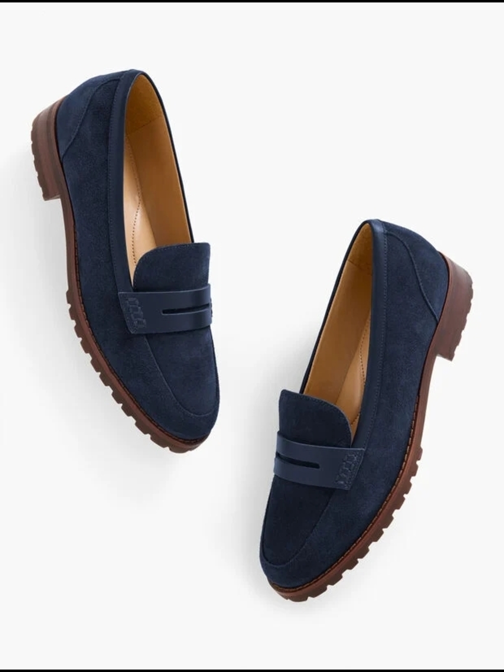 Talbots Cassidy Suede Leather Penny Loafers Indigo Blue Size 8 NWOT